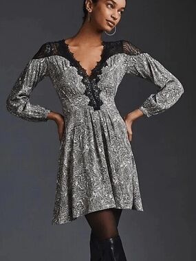 anthropologie silver sequin dress Anthropologie Lisabette Sequined Mini Dress Size S